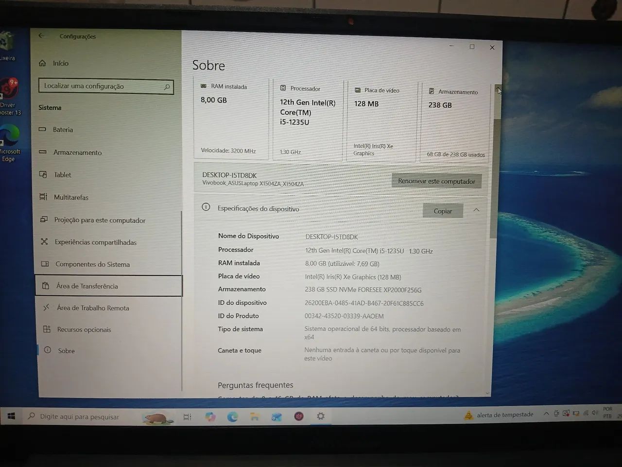 Notebook asus vivobook 