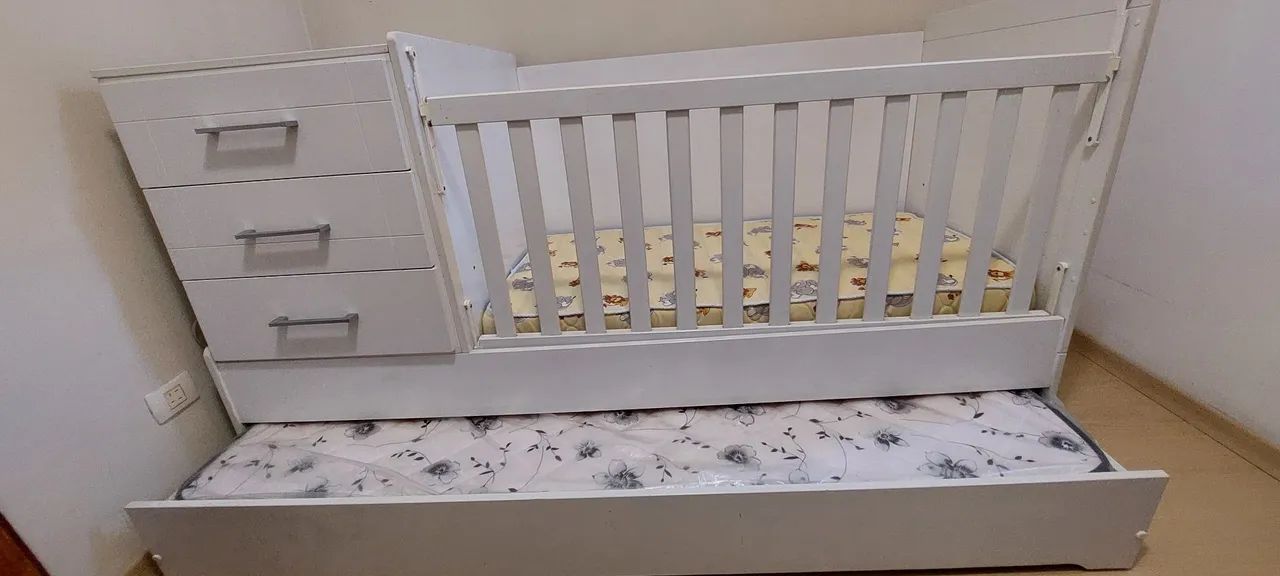 Berço americano 3x1 - berço, bicama e cama com escrivaninha + colchão do berço - Foto 2