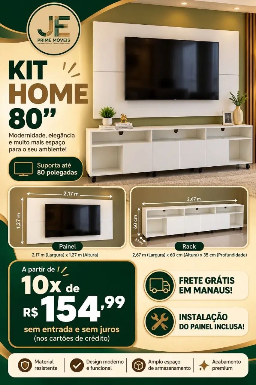 Painel e rack até 80 polegadas entrega e instalação grátis 