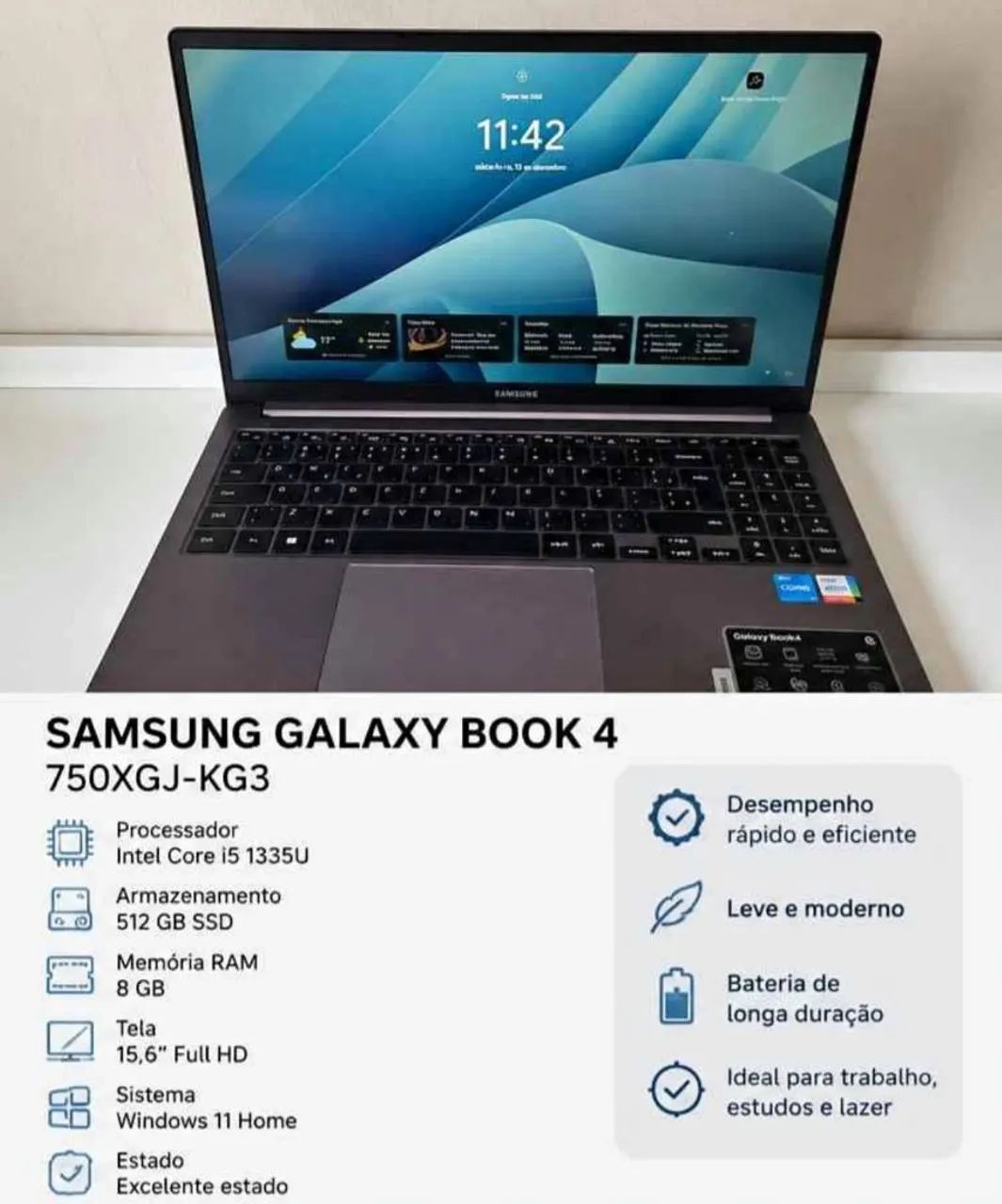Notebook Samsung Galaxy book 4 