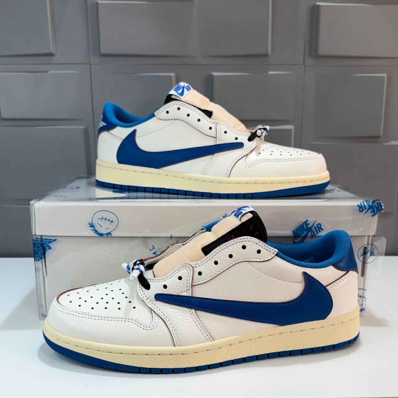 Air Jordan 1 Low Travis Scott Fragment Sail Military Blue 41