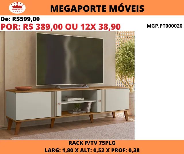 Rack Denver 1,80 para Tv até 75 Plg