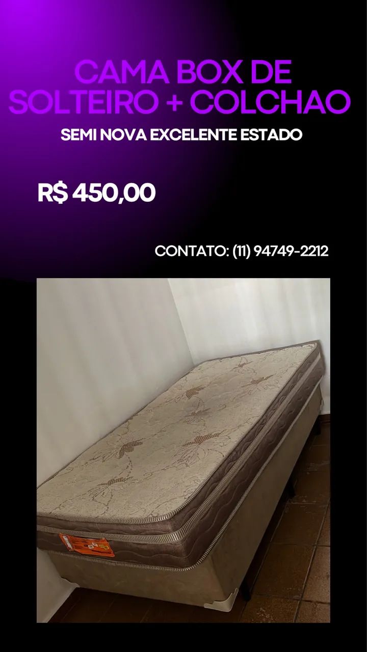 Cama de solteiro + colchão de molas ensacadas.