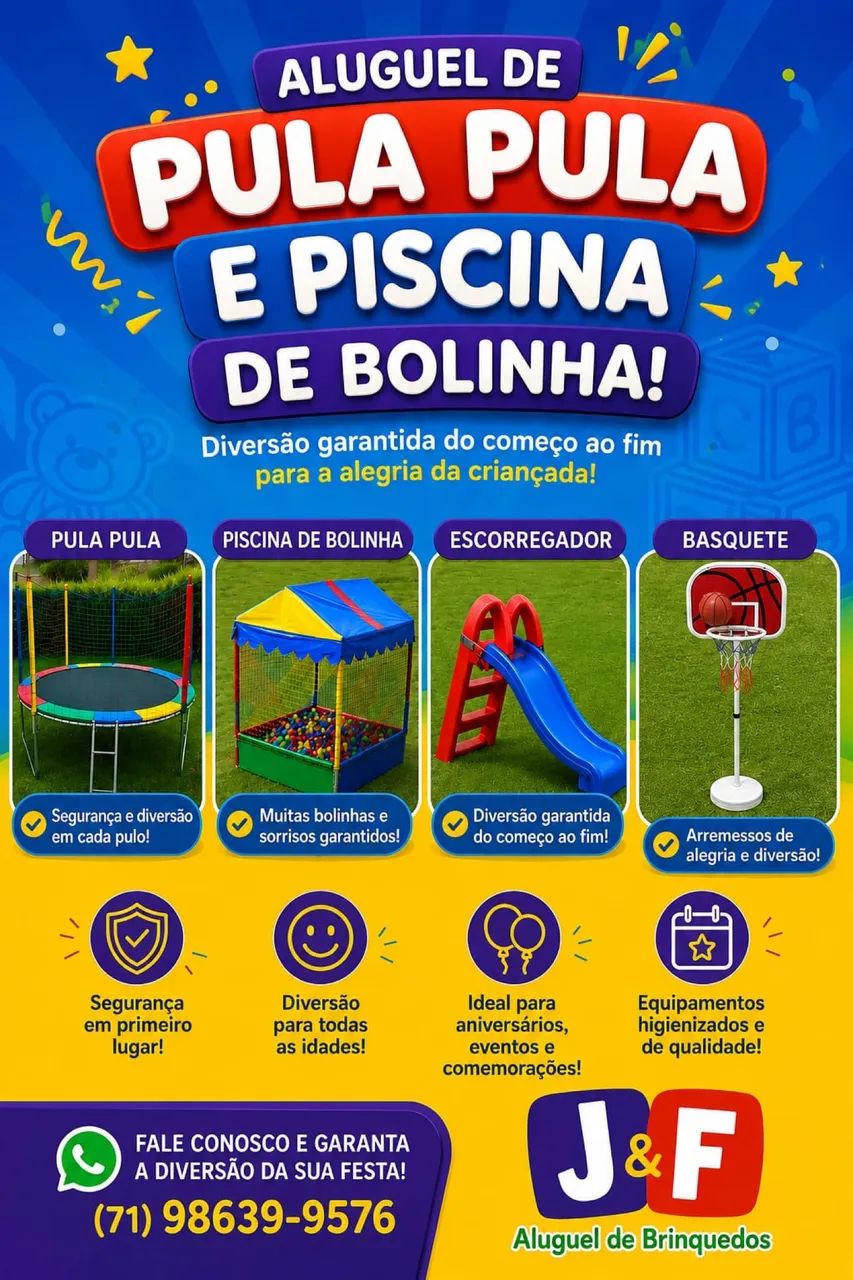Aluguel de pula pula e piscina de bolinhas e outros brinquedos 