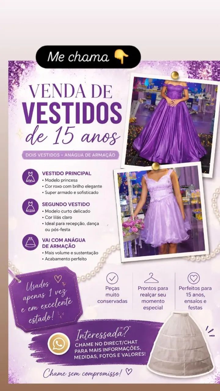 Vestido de Debutante ,+anagua de armação +vestido curto Lilás claro e ainda leva a coroa  - Foto 5