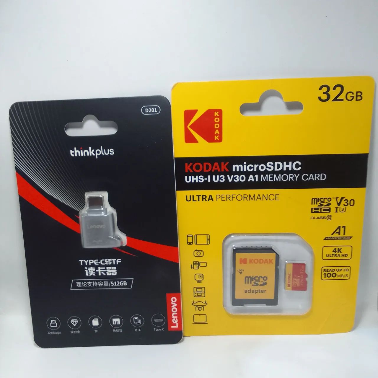 LENOVO LEITOR DE CARTÃO TIPO-C + KODAK micro SDHC 32 GB