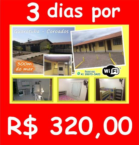 Pacote 3 dias por 320,00 a poucos metros da praia/areia/mar