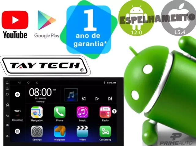 Multimídia Android Gps Bluetooth Espelhamento Wifi Usb Aux Sd Camera tela 7 Polegadas Carr - Foto 5