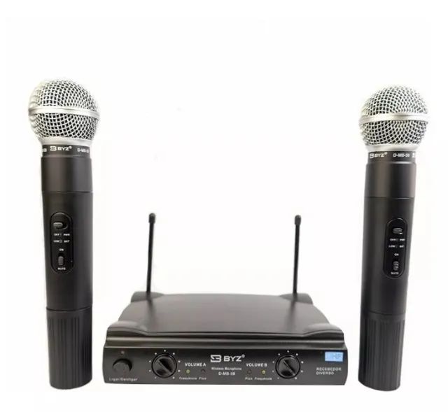 Microfone Duplo Sem Fio Wireless UHF 50M Profissio Karaoke Show Evento Igreja Palestra BYZ - Foto 2