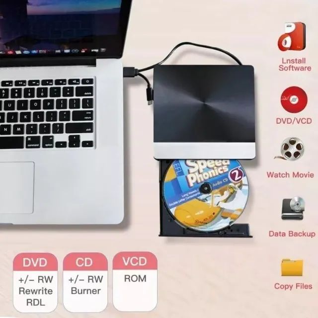 Gravador Externo De Cd E Dvd Tipo-c Usb 3.0 Externo Kp-le303 - Foto 5