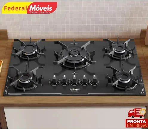 Fogão Cooktop 5 Bocas Tripla Chama Novo Pronta Entrega