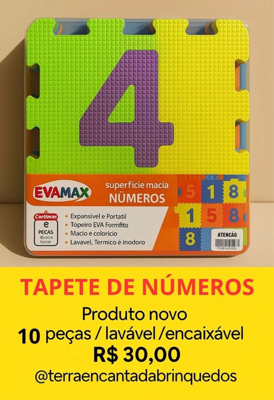 Tapete Colorido Infantil 10 Peças - Numeros