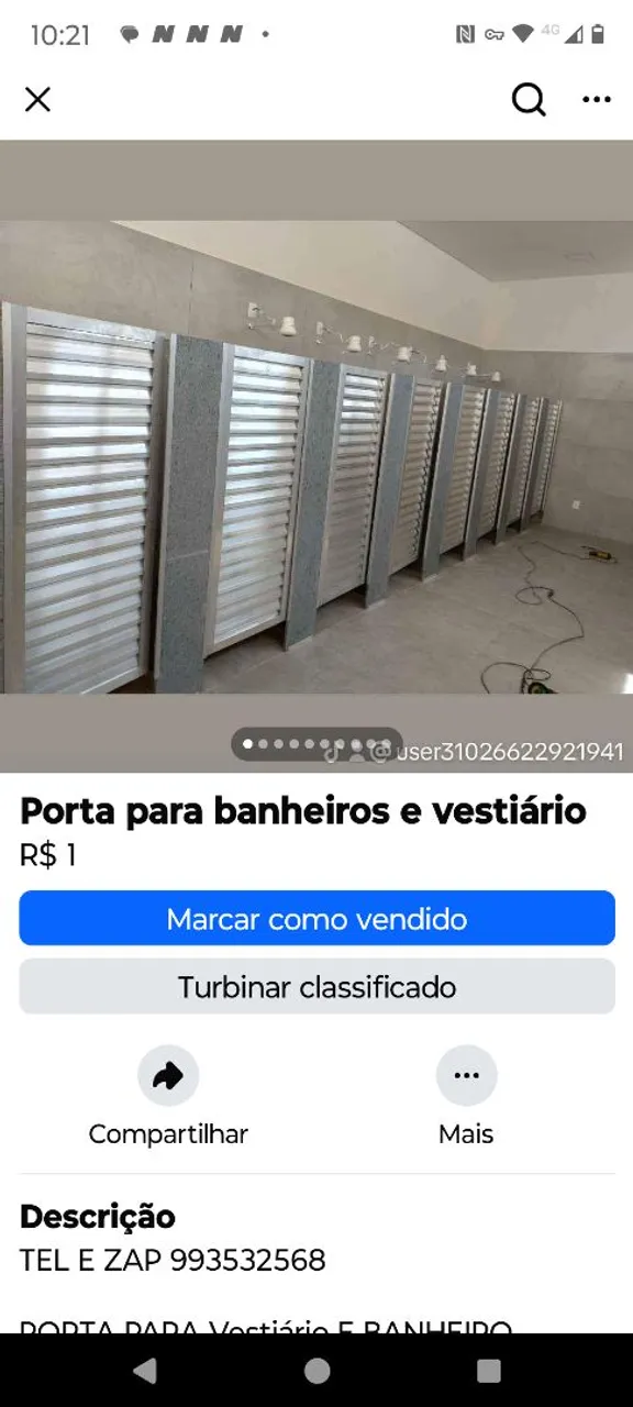 Porta para banheiros e vestiário