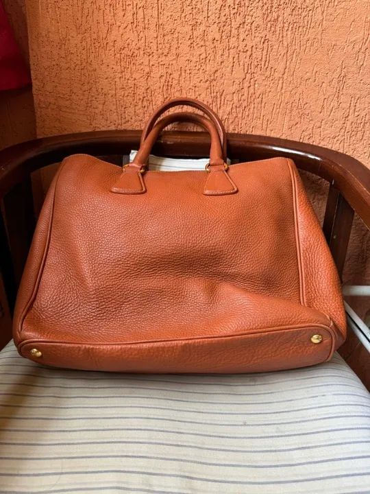 Bolsa Prada laranja vitello daino original - Foto 2