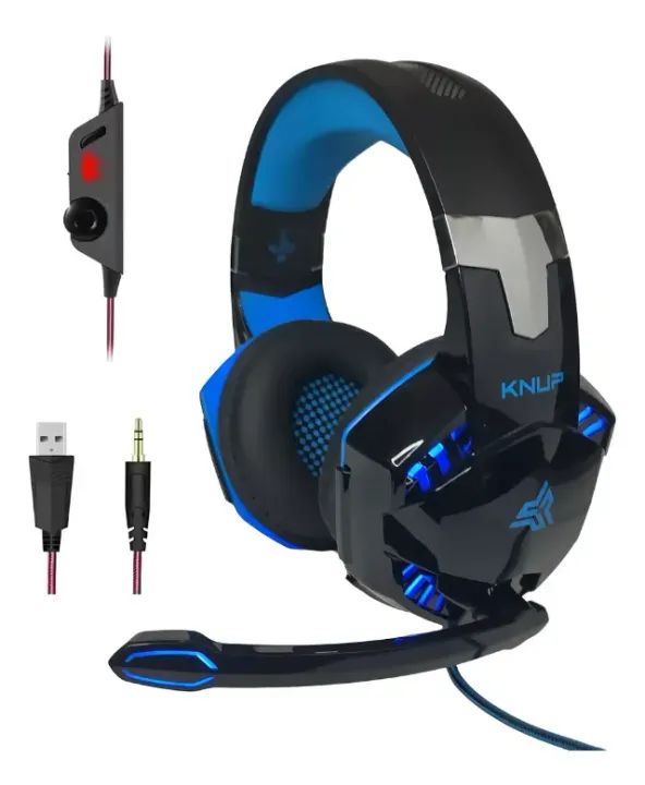 Headset Gamer Knup KP-455A Red Led Vermelho 7.1 P3 + Adaptador P2 - WZetta - Foto 3