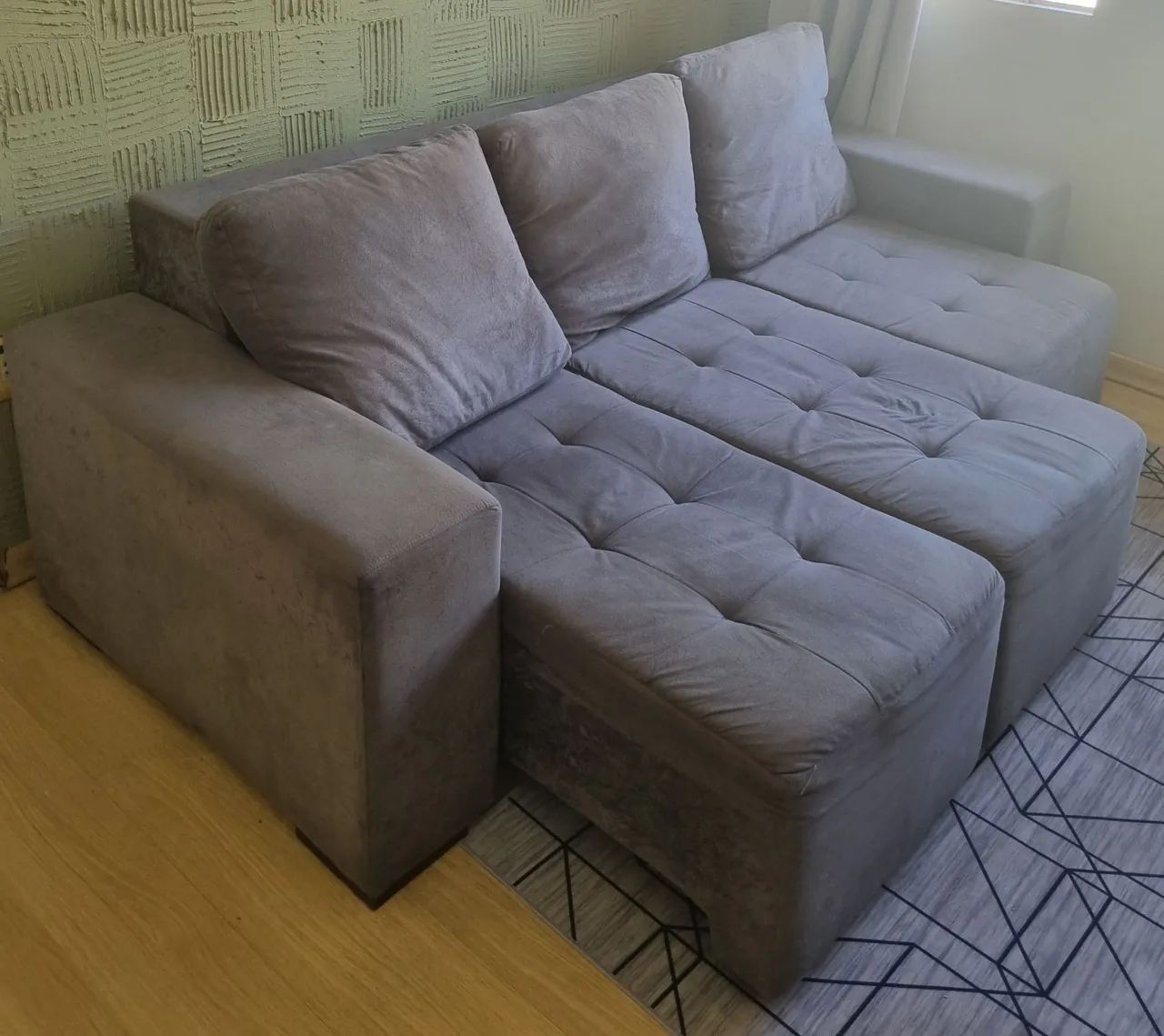 Sofa retratil cinza 2,30m - Foto 2