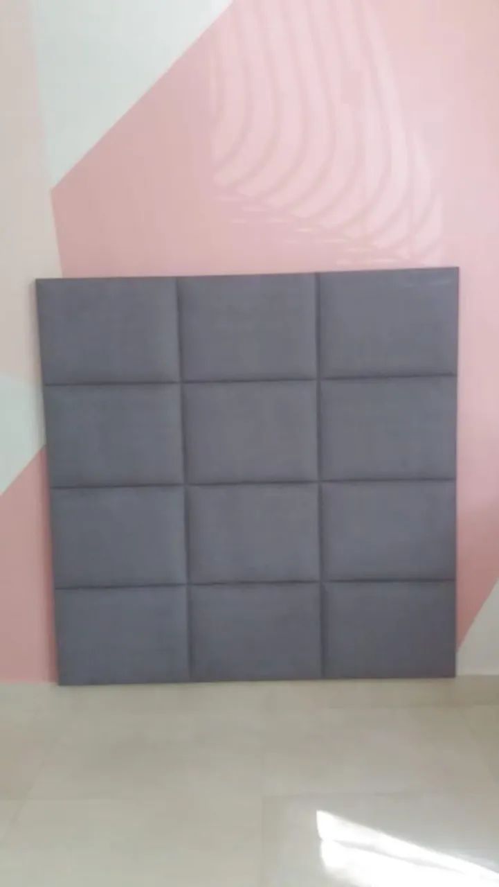 Cabeceira de cama de solteiro cinza 