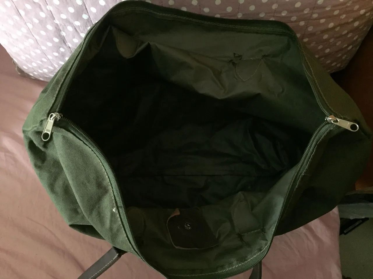 Bolsa Tipo Longchamp Grande Verde com alça marrom  - Foto 3