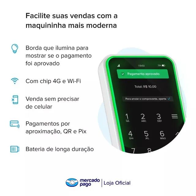 Máquina de Cartão - Mercado Pago - Point Air - Nova - Foto 2