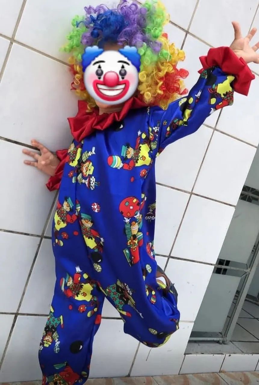 Fantasia de Palhaço Infantil com máscara 