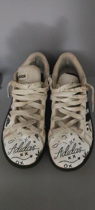 Tênis adidas Grand Court 2 0 Brand Love original Infantil tamanho 29 - Foto 2