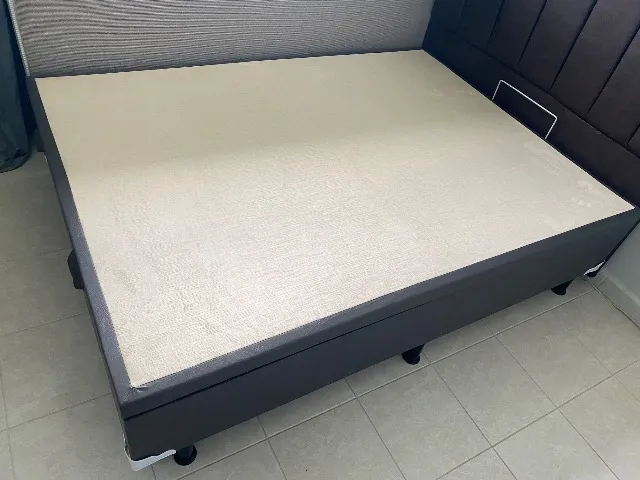 Base de Cama Baú Casal Cinza Chumbo Corino