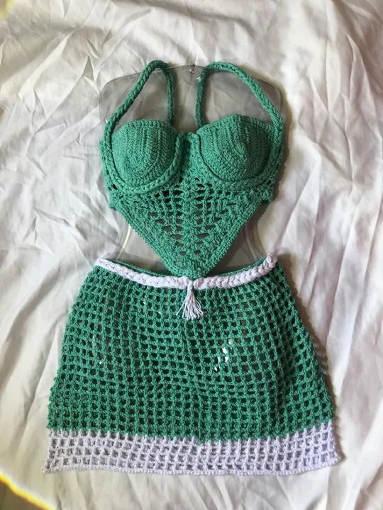 Conjunto Crochê la gringa- Top e Saia