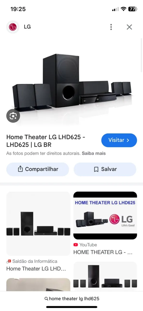 Home Theater LG LHD625