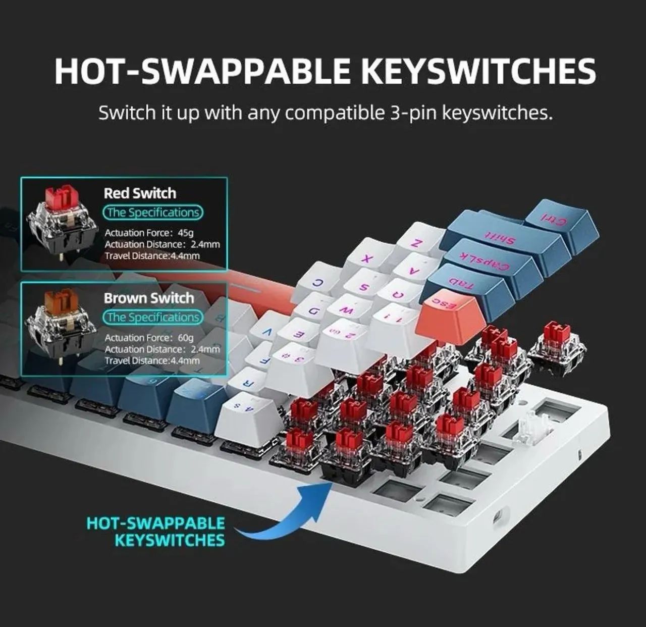 Teclado Gamer Machenike K500-b61 Switch RED. @importech_084 - Foto 2