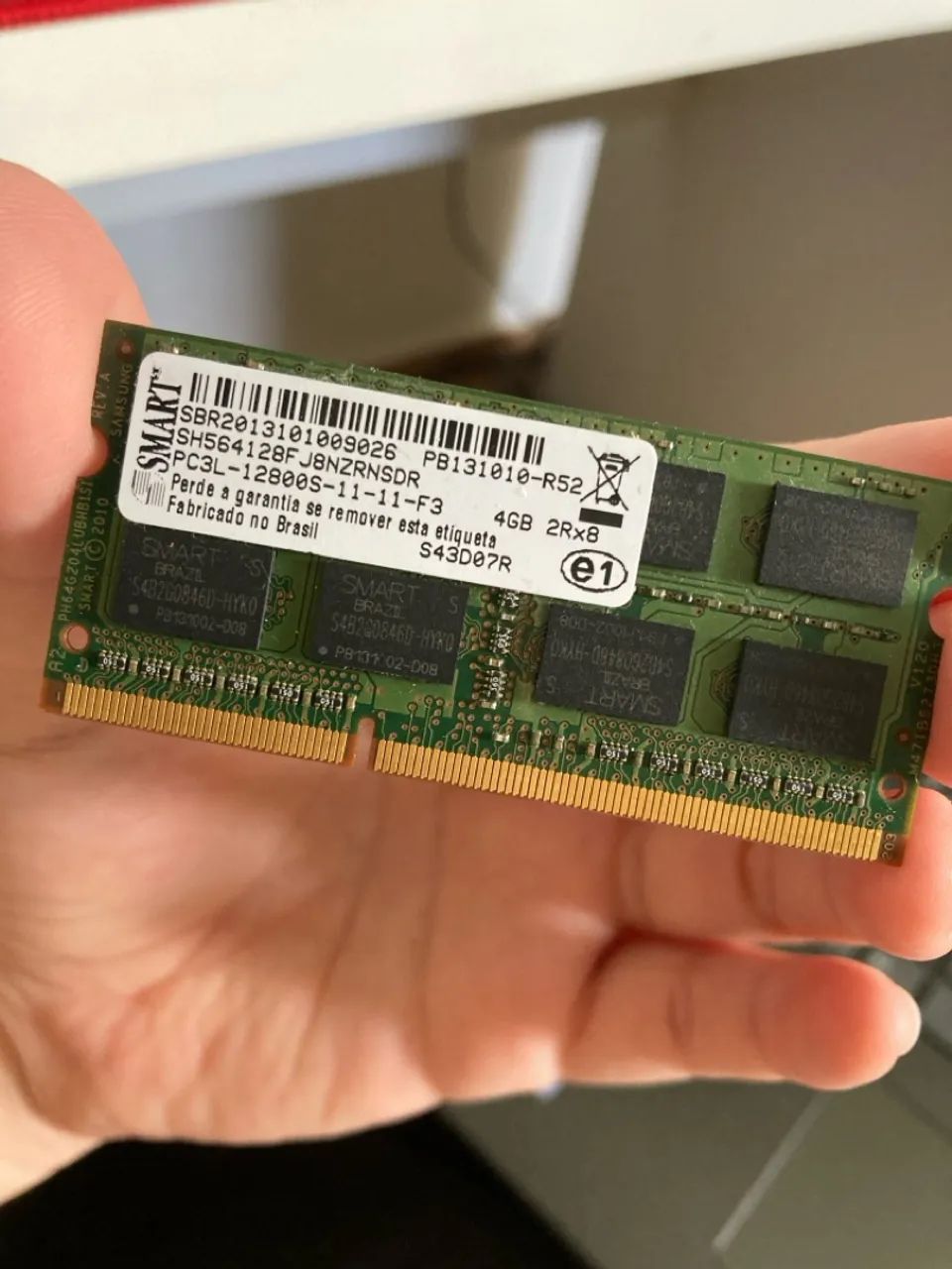Memória RAM 4GB DDR3 PC3L-12800S SMART. Notebook