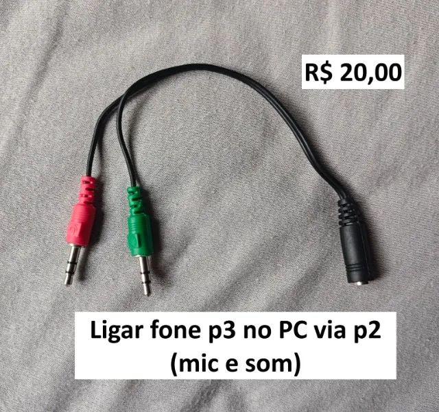 Cabo adaptador 2 p2 Fêmea p/ 1 P3 macho // 2 P2 Macho para 1 P3 Fêmea - Foto 2