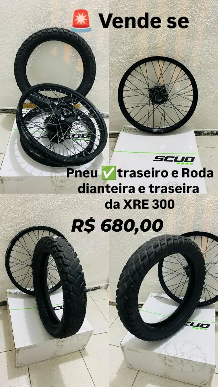 Pneu Traseiro e Roda Dianteira e traseira XRE 300 22/23E 300