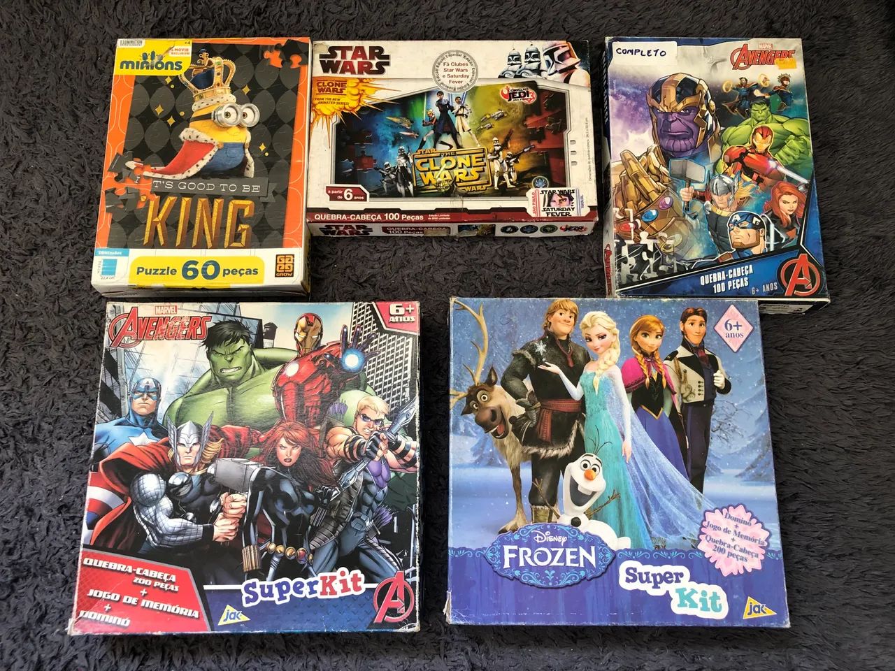 Quebra Cabeças Vingadores, Frozen, Star Wars e Minions