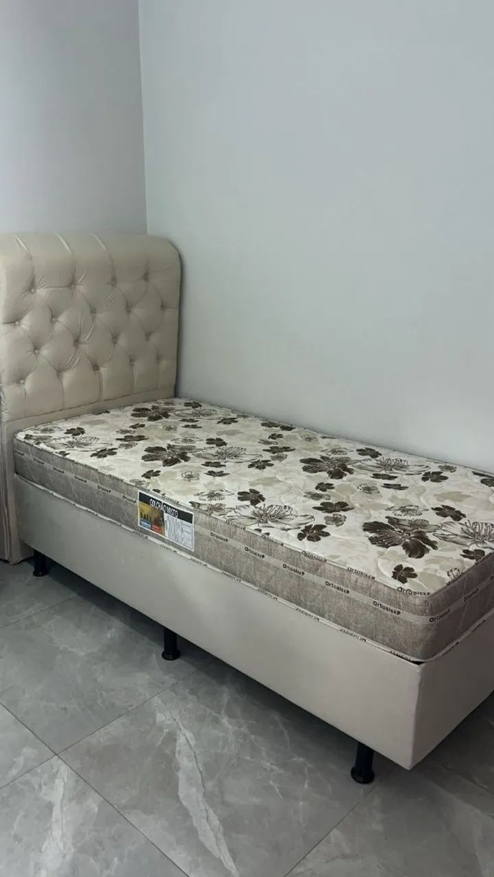 Cama solteiro com colchão Dallas d33 e cabeceira