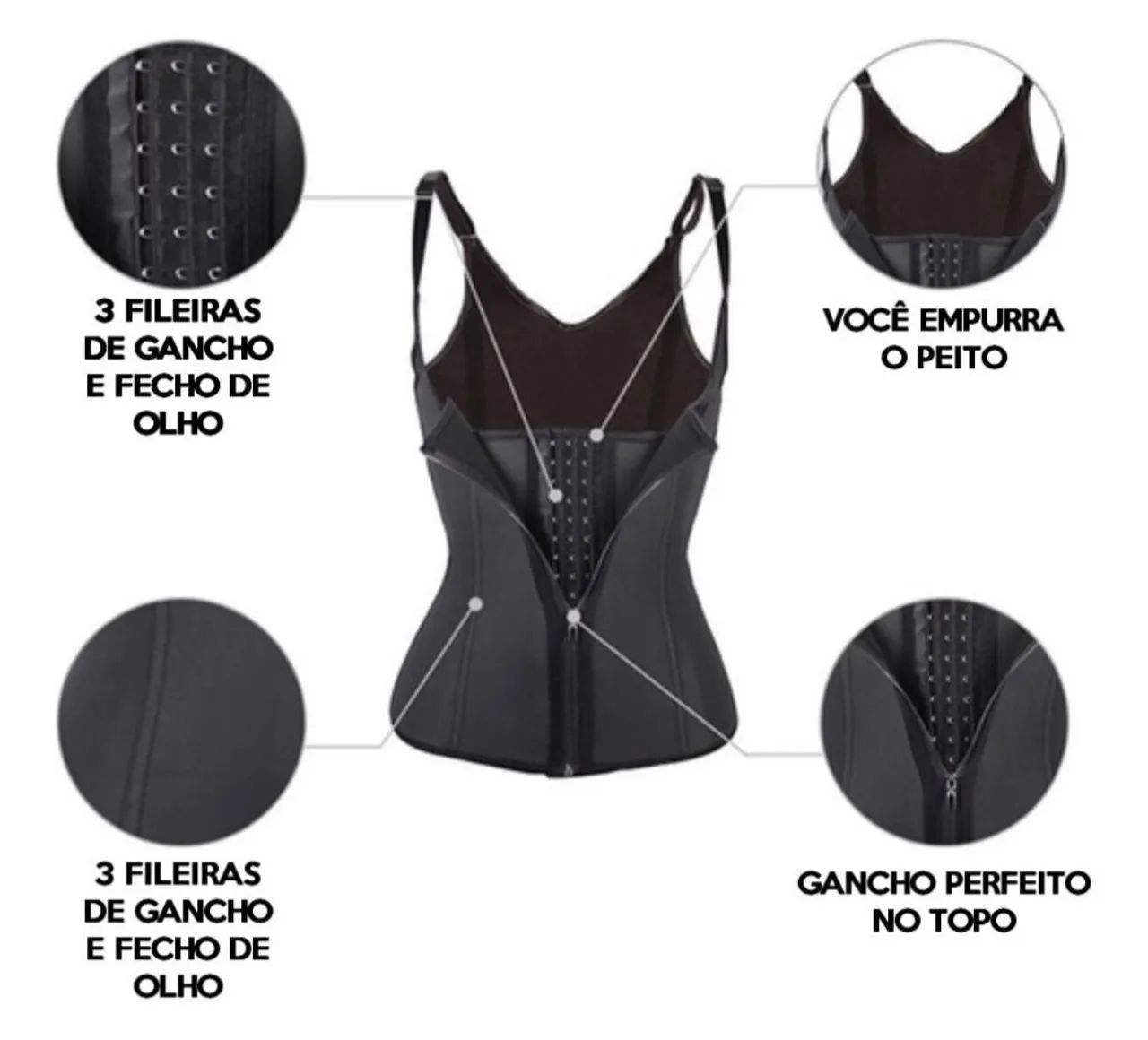 CINTA MODELADORA TÉRMICA - DUPLA COM ZIPER 3 AJUSTES - M - P / PP - Foto 3