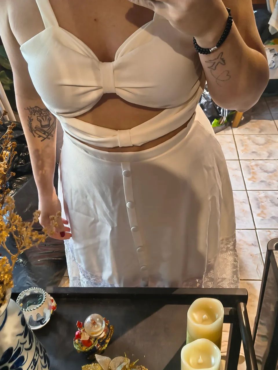 Vestido off white Midi  - Foto 2