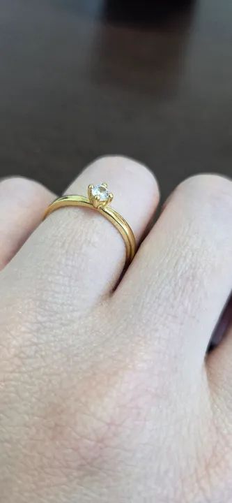 Solitário banho a ouro 18k 