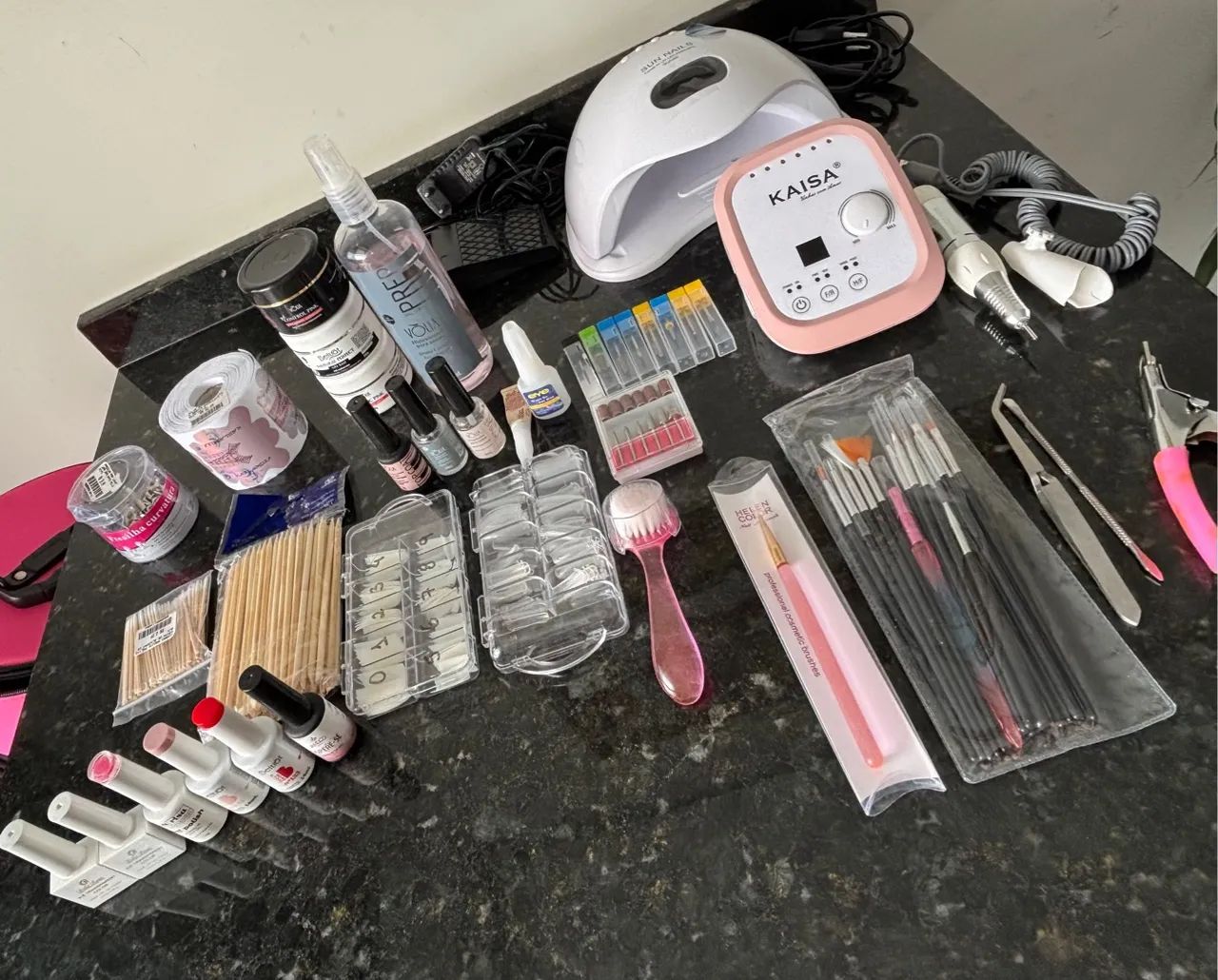 Kit completo alongamento de unhas.