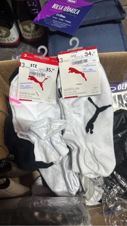 Meias Puma - Pacote com 3 pares - Tamanho 34/39