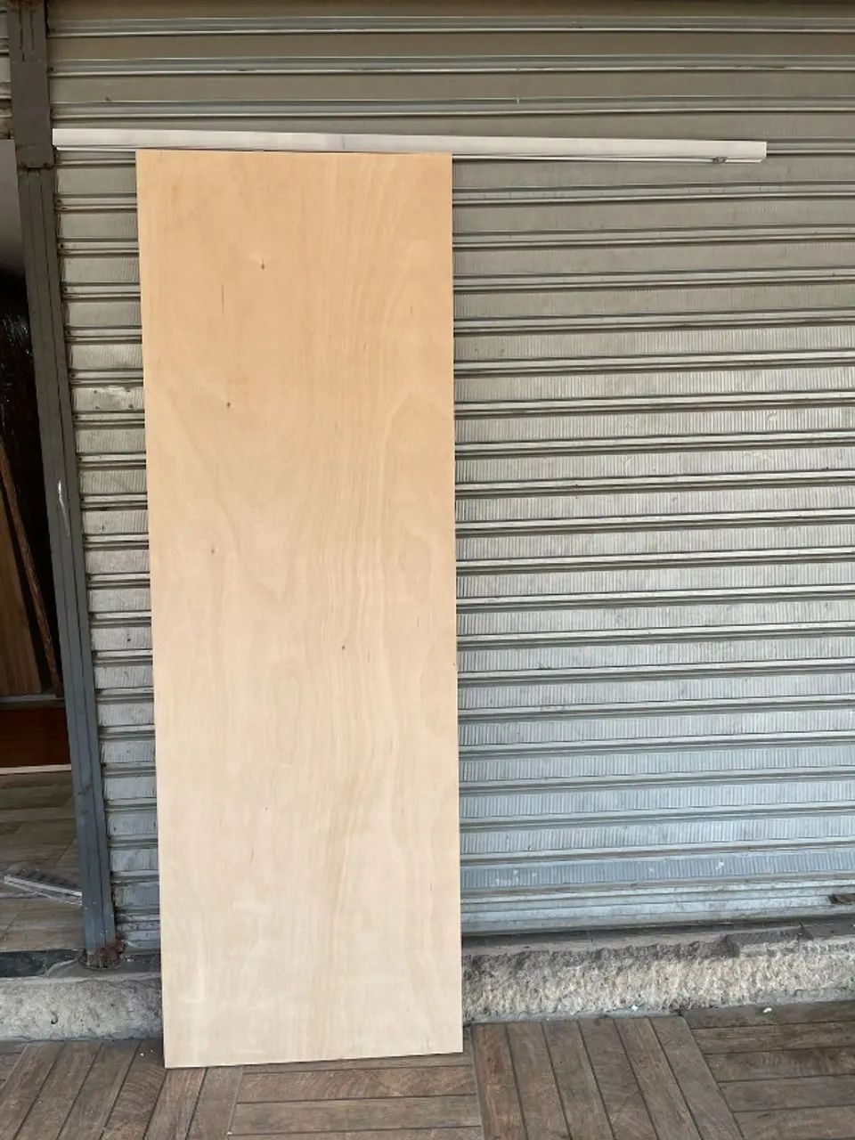 kit de porta de madeira de correr crua - Foto 3