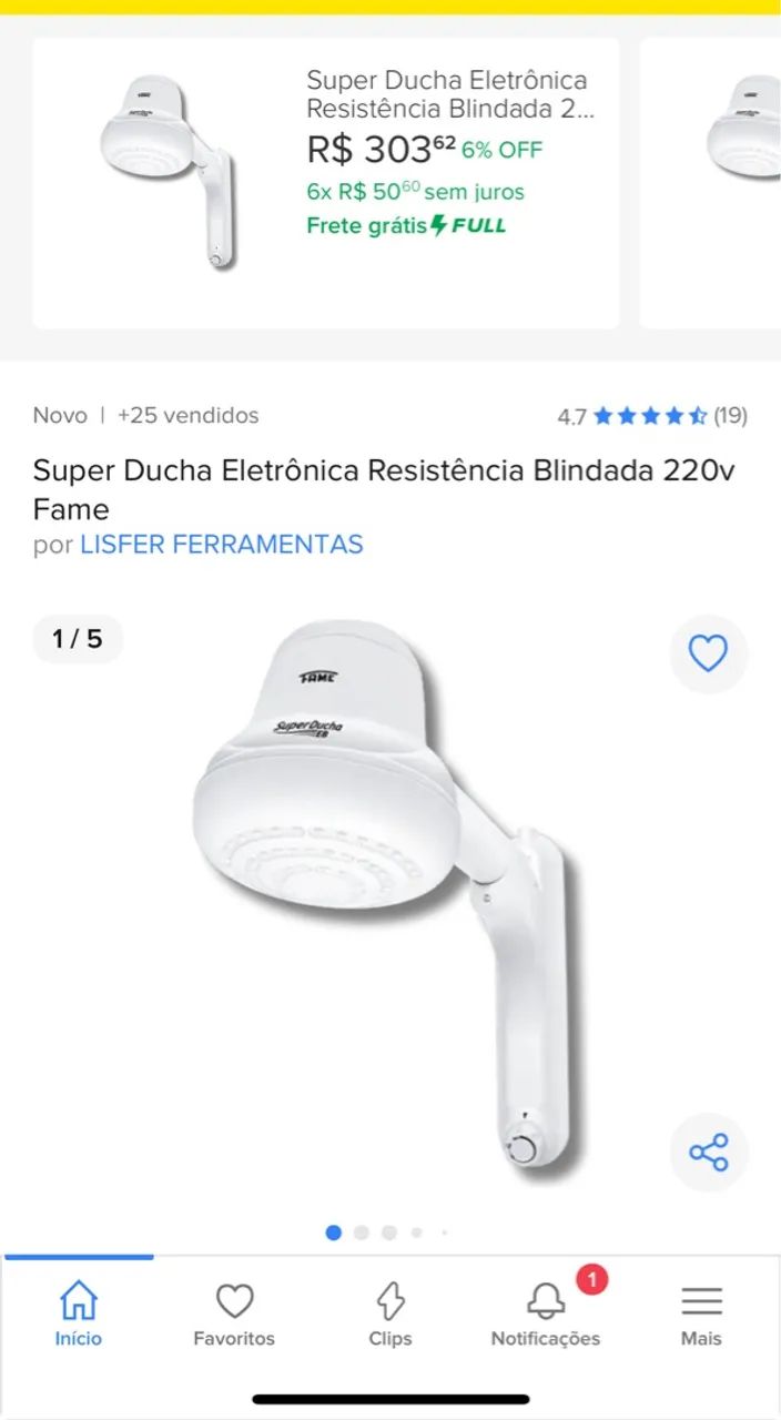 Chuveiro elétrico blindado 
