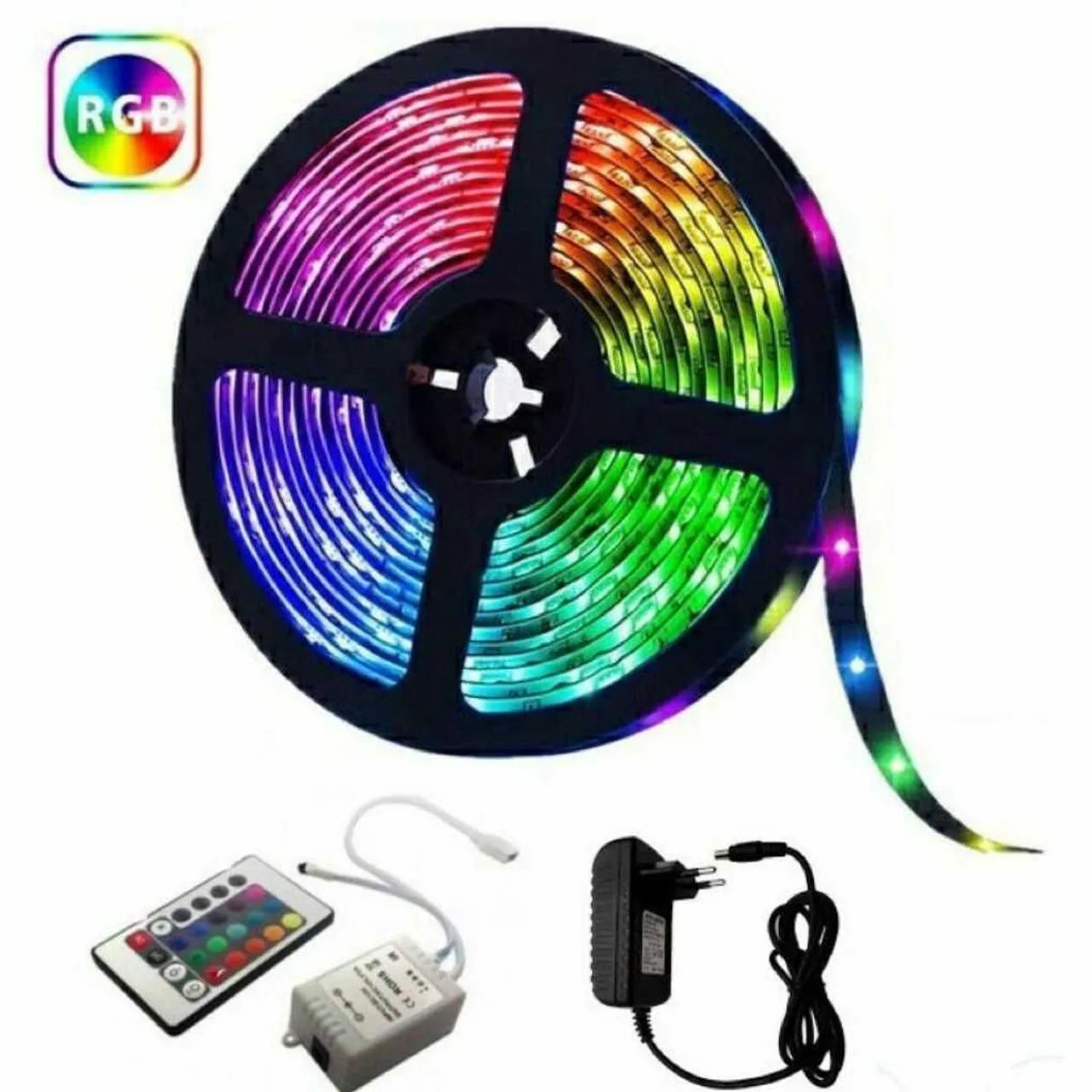 Fita Led colorida 5 metros, completa com fonte + controle