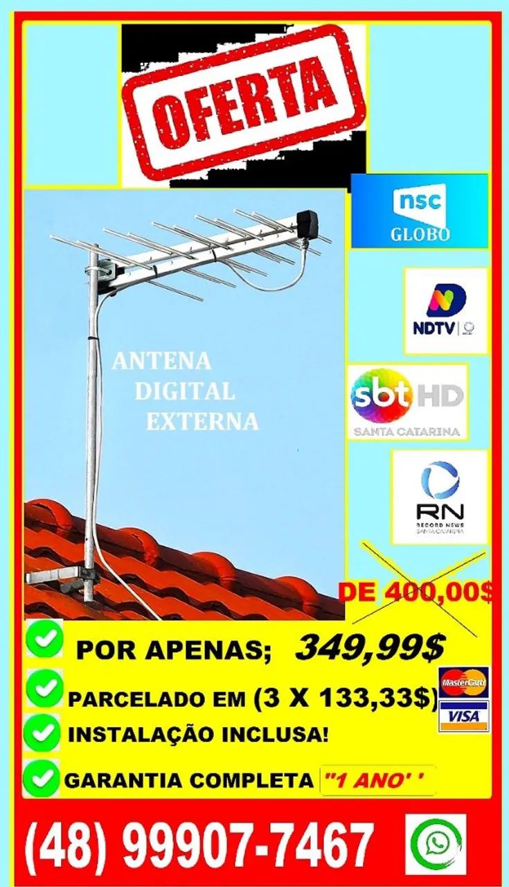 Antena Digital Externa profissional,  instalação especializada inclusa!!