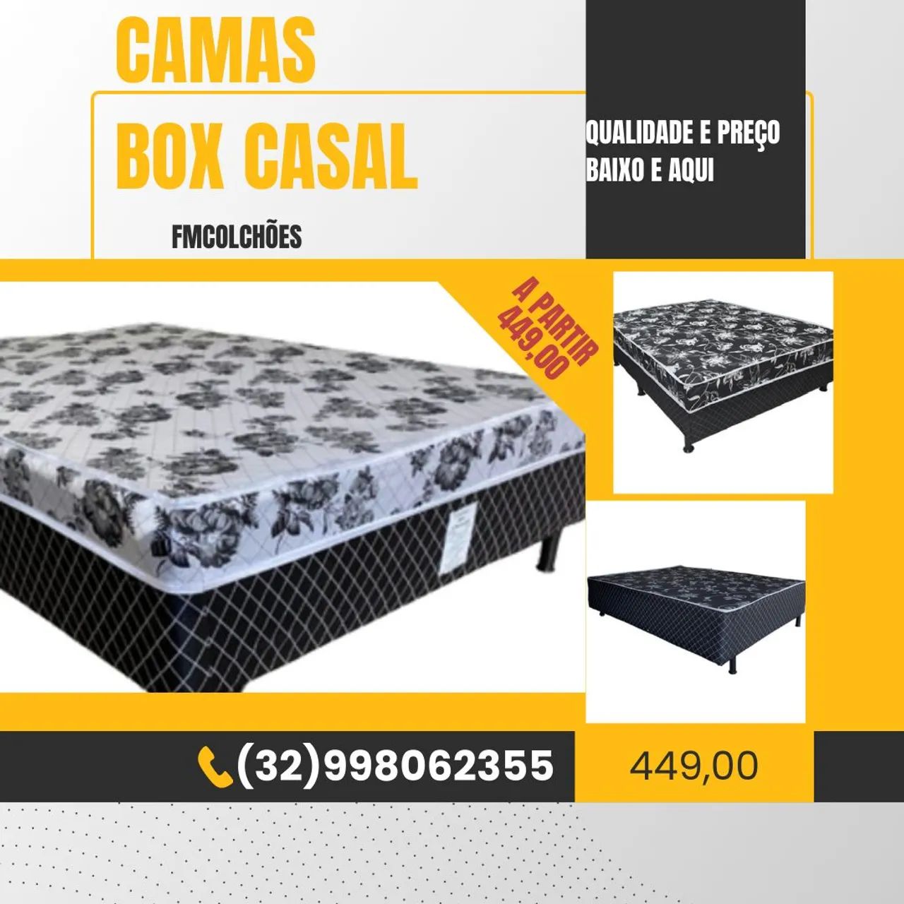 Cama Box Casal - Qualidade e Preço Baixo - FMCOLCHÕES