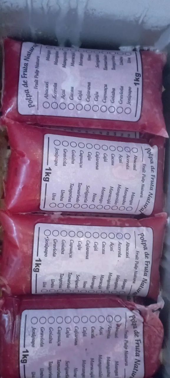 Polpas de frutas de 1kg