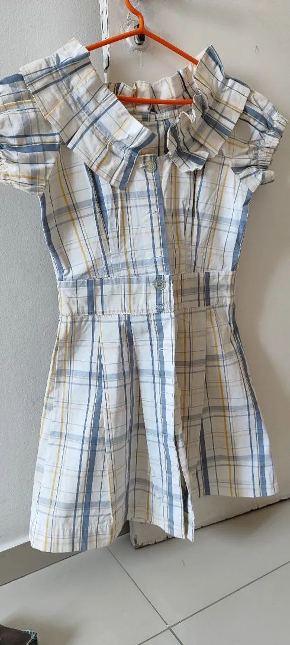 Vestido xadrez P, vintage com gola diferenciada - Foto 3