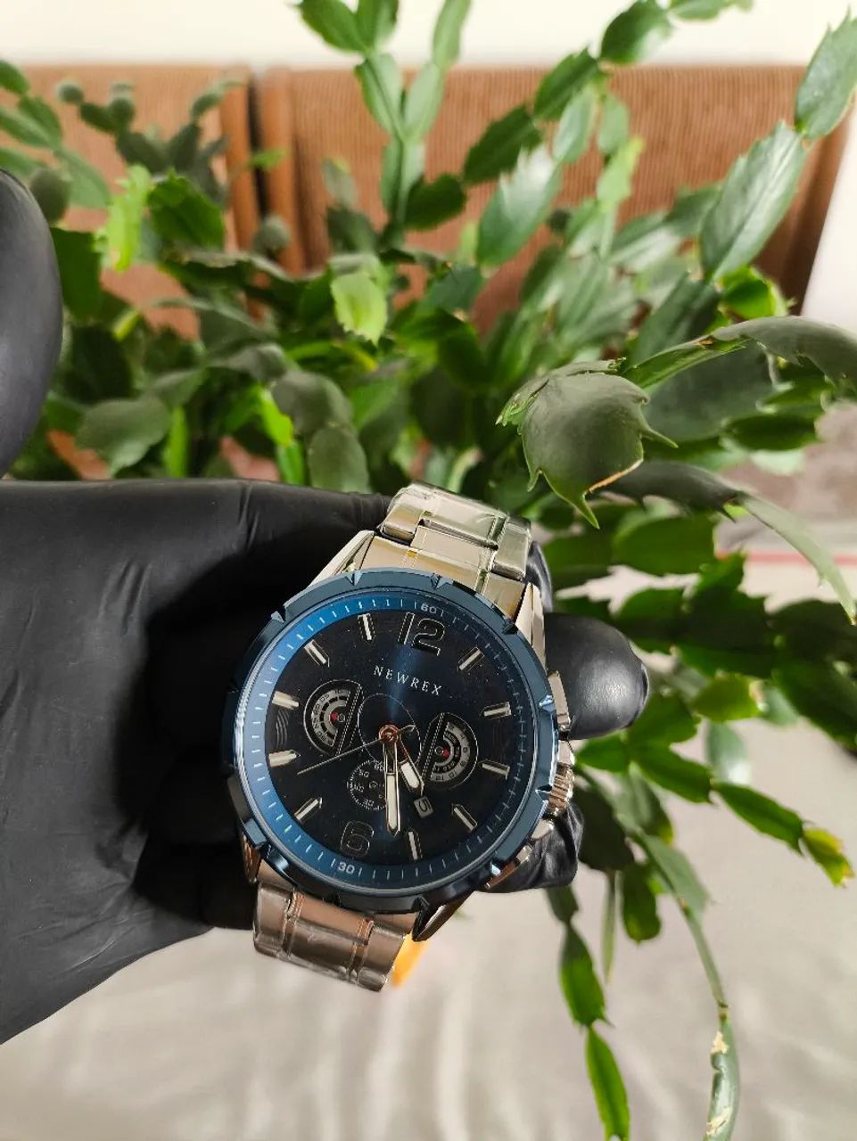 Relógio Masculino Newrex Azul e Prata - Foto 4