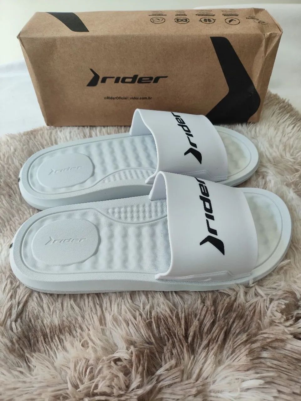Chinelo Slide Rider step esfera massageadora masculino Grendene Branco - Foto 5