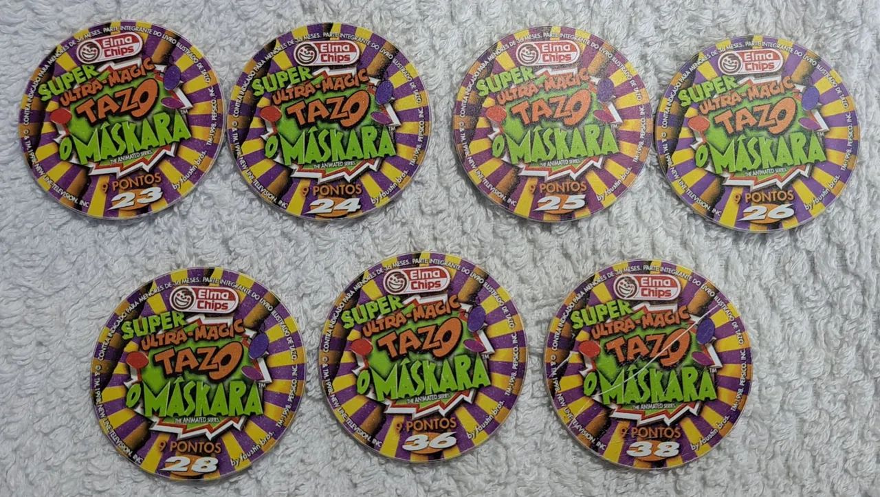 LOTE COM 6 SUPER ULTRA-MAGIC TAZOS O MÁSKARA ELMA CHIPS 1998 ORIGINAIS - Foto 4