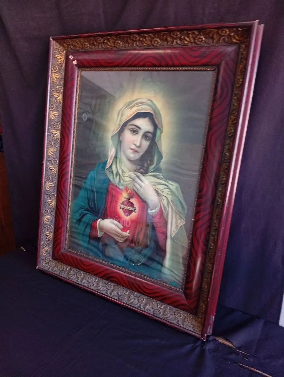 Antigo quadro sagrado coração de Maria  - Foto 3